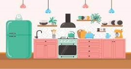 Kitchen Interior Illustration Stock Illustration - Download Image Now -  Kitchen, Cooking, Refrigerator - iStock